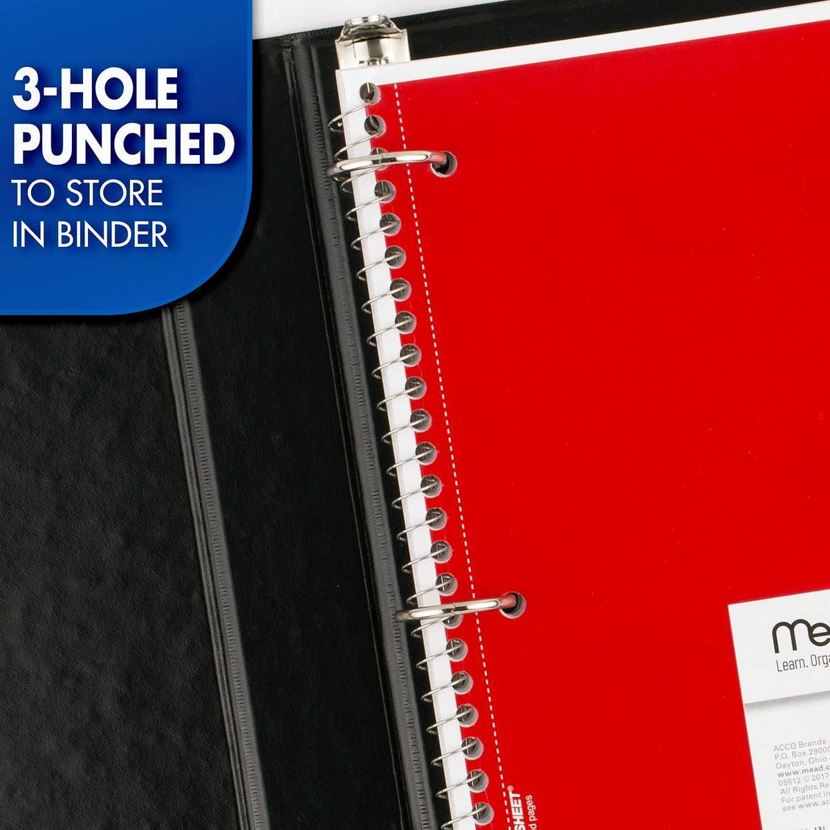 Mead Spiral Notebook, 1 Subject, College Ruled Paper, 7-1/2" x 10-1/2", 70 Sheets per Notebook, Colors Will Vary, 6 Pack (73065)